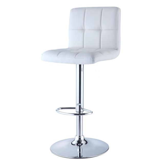 Powell Quilted Faux Leather Bar Stool, White/Chrome MPN:211-851
