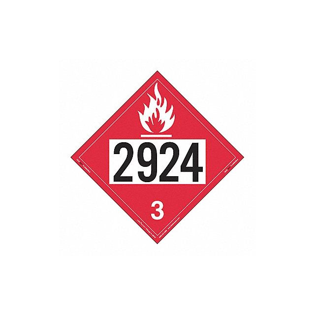 Flammable Liquid Placard 2924 PK25 MPN:ZEZ22924