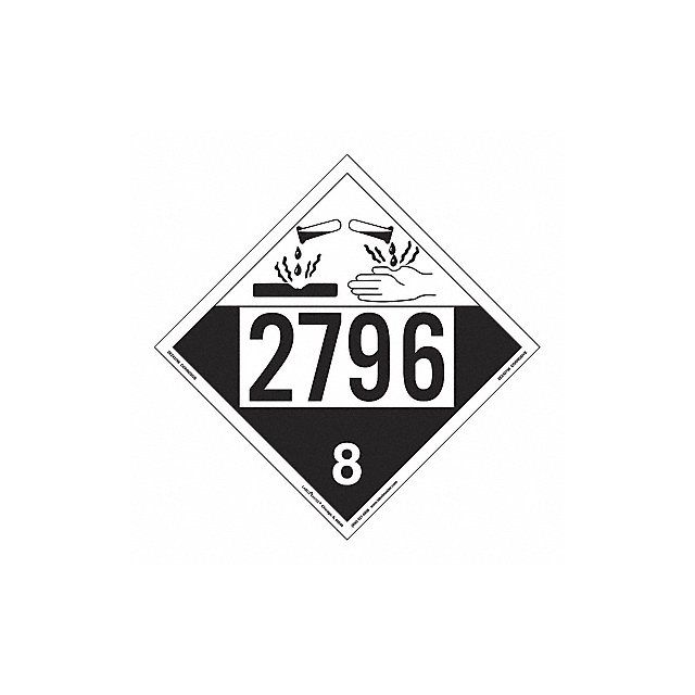 Corrosive Placard UN 2796 PK25 MPN:ZEZ42796