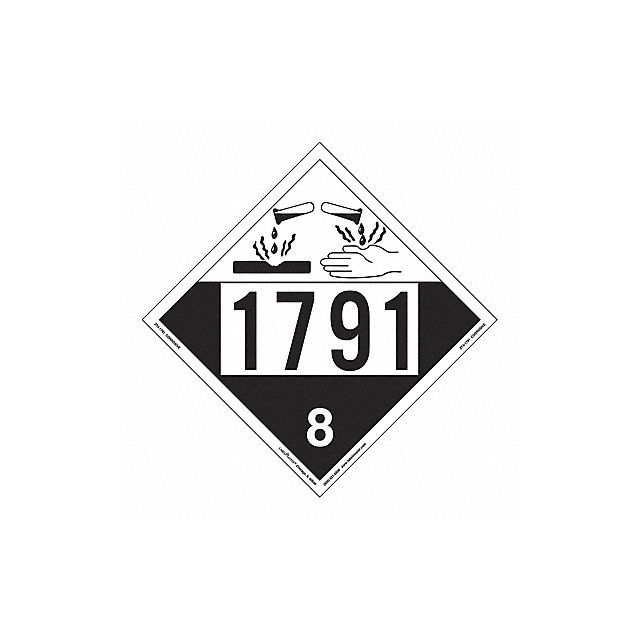 Corrosive Placard UN 1791 PK25 MPN:ZT4-1791