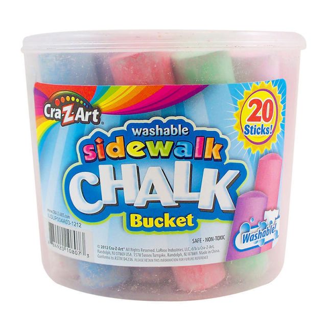 Cra-Z-Art Sidewalk Chalk, Assorted Colors, Bucket Of 20 Pieces (Min Order Qty 10) MPN:10807-6