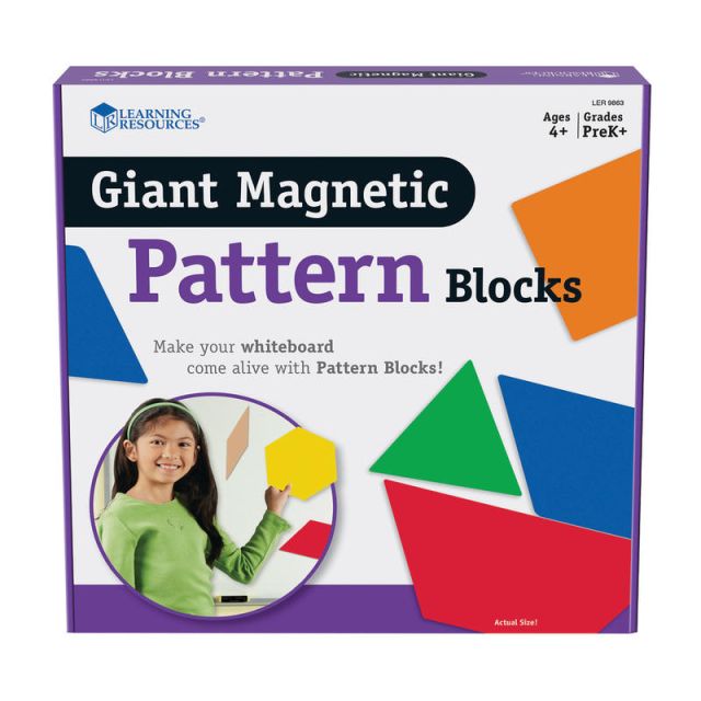 Learning Resources Giant Magnetic Pattern Blocks, Grades Pre-K - 9, Pack Of 47 (Min Order Qty 2) MPN:LER9863