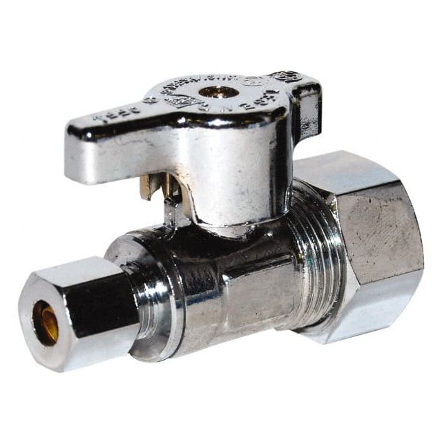 NPT 1/2 Inlet, 125 Max psi, Chrome Finish, Carbon Steel Water Supply Stop Valve MPN:114-653NL