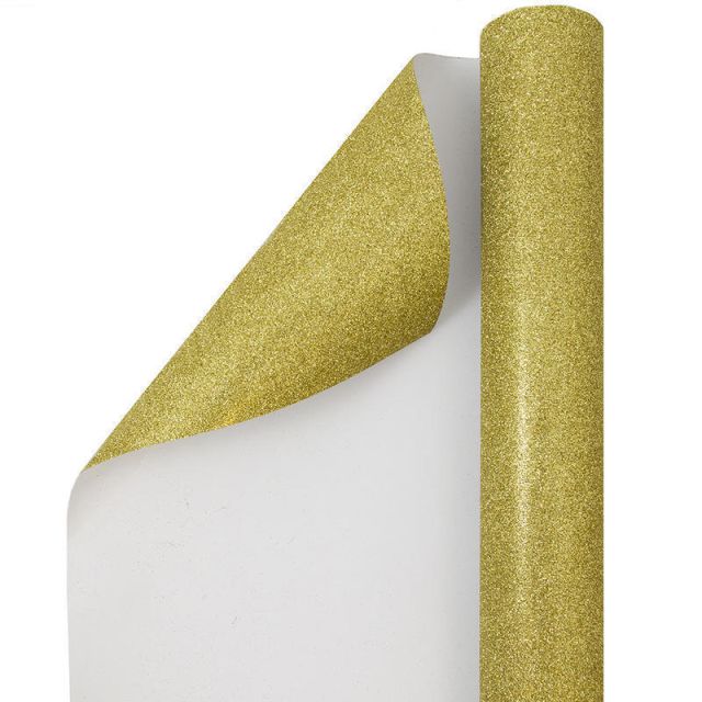 JAM Paper Wrapping Paper, Glitter, 25 Sq Ft, Gold (Min Order Qty 5) MPN:354528185