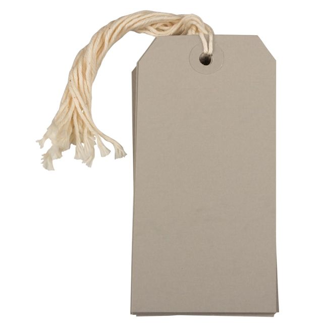 JAM Paper Gift Tags, 4 3/4in x 2 3/8in, Gray, Pack Of 10 (Min Order Qty 13) MPN:91927644
