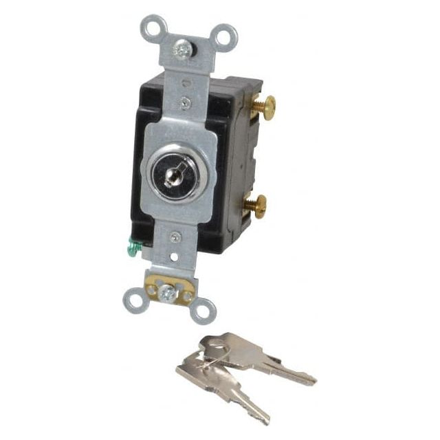 1 Pole, 120 to 277 VAC, 20 Amp, Industrial Grade Key Lock Wall Switch MPN:1221-2KL