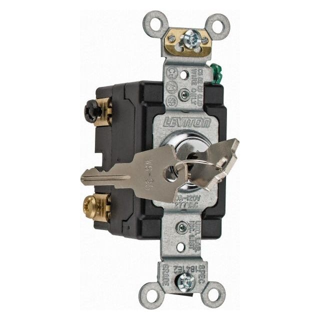 2 Pole, 120 to 277 VAC, 20 Amp, Industrial Grade Key Lock Wall Switch MPN:1222-2KL