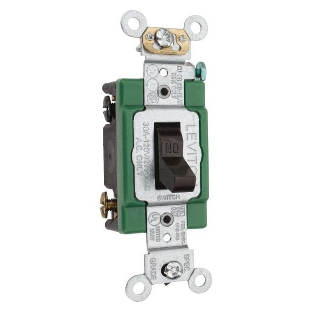 2 Pole, 120 to 277 VAC, 30 Amp, Industrial Grade Toggle Wall Switch MPN:3032-2