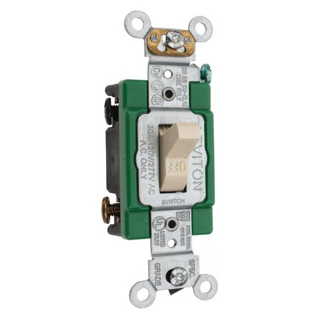 2 Pole, 120 to 277 VAC, 30 Amp, Industrial Grade Toggle Wall Switch MPN:3032-2I