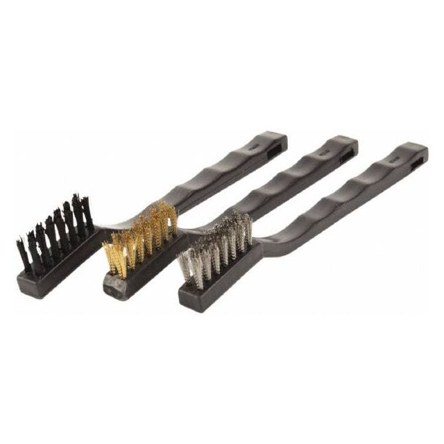 Scratch Brush Set: Brass, Nylon & Stainless Steel, 3-1/2