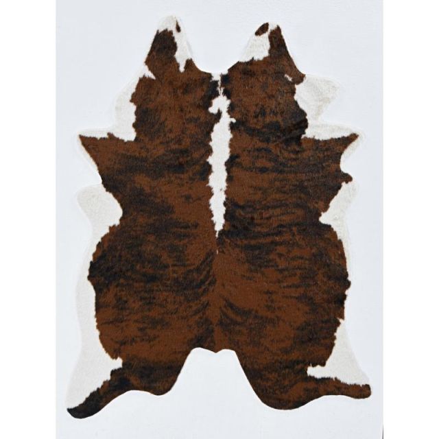 Linon Austin Faux Cowhide Area Rug, 5ft x 6-1/2ft, Brown/Ivory MPN:RUGFCHEXWB