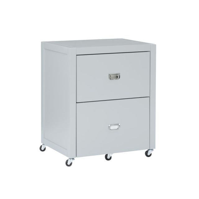 Linon Ari 22inW Lateral 2-Drawer Mobile Home Office File Cabinet, Gray/Silver MPN:OFDP2285