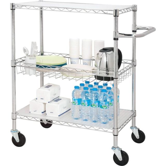 Lorell 3-Tier Steel Rolling Carts, 18inW x 30inD x 40inH, Chrome MPN:84858