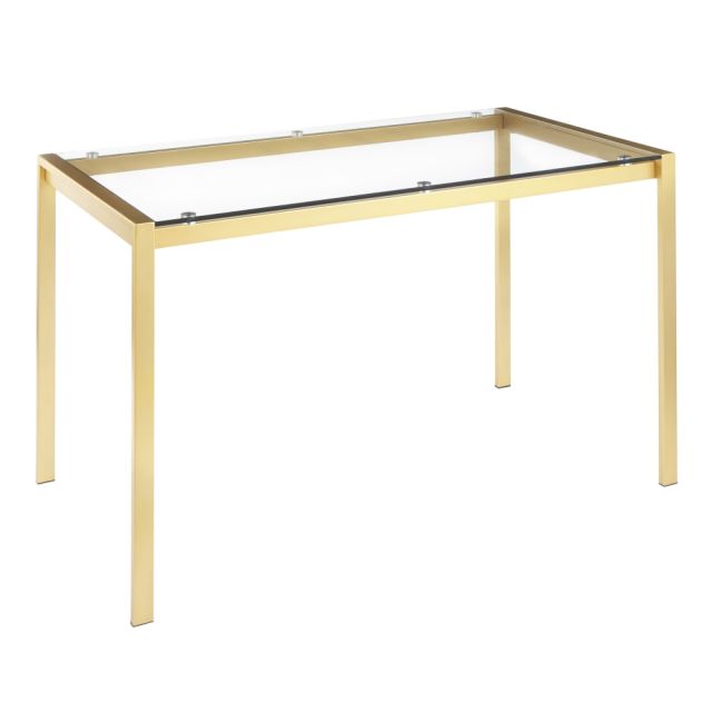 LumiSource Fuji Industrial Dining Table, 29-3/4inH x 50-1/4inW x 27-3/4inD, Gold/Clear MPN:DT-FUJ4728 AUGL