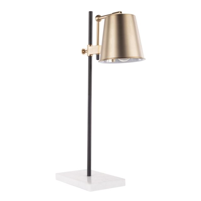 Lumisource Metric Industrial Table Lamp, Adjustable Height, Antique Brass Shade/White And Black Base MPN:L-MTRCTB AB