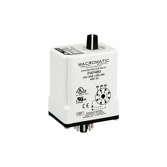 Phase Monitor Relay 240VAC Plug SPDT MPN:PAP240