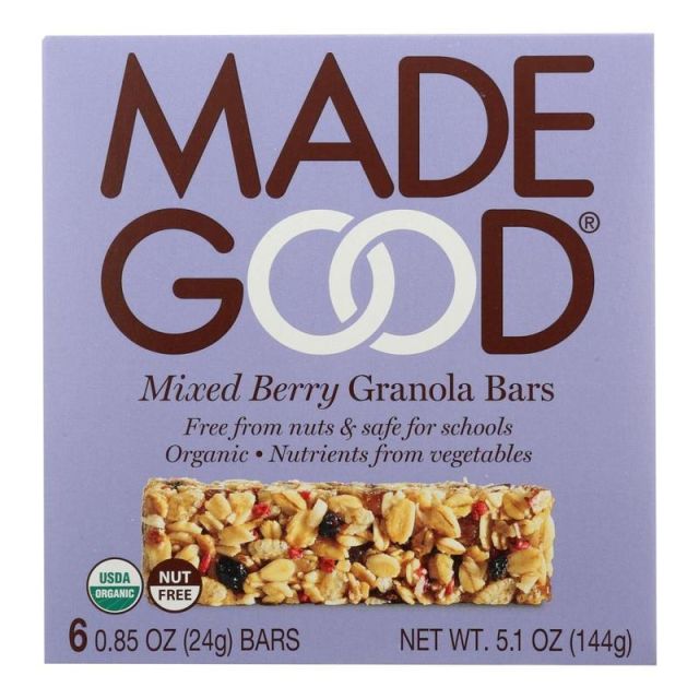 Made Good Organic Granola Bars, Mixed Berry, 0.85 Oz, 6 Bars Per Box, Pack Of 6 Boxes (Min Order Qty 2) MPN:F21306
