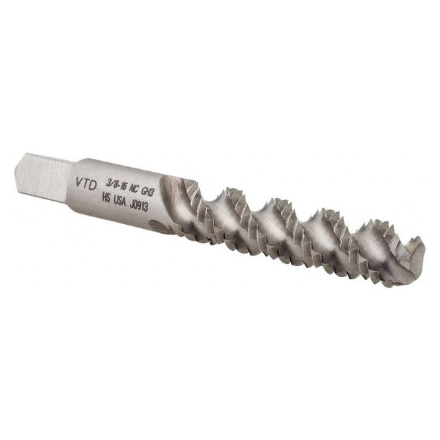Spiral Flute Tap: 3/8-16 UNC, 3 Flutes, Bottoming, 3B Class of Fit, High Speed Steel, TIN Coated MPN:367990