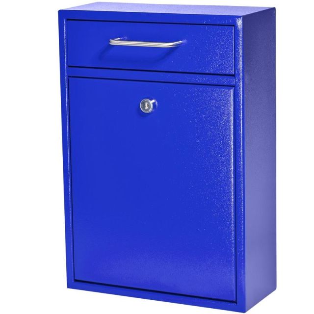 Mail Boss Locking Security Drop Box, 16-1/4inH x 11-1/4inW x 4-3/4inD, Bright Blue MPN:7424