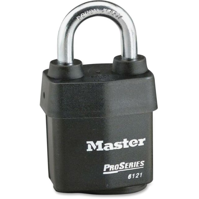 Master Lock Pro Series Rekeyable Padlock - Keyed Different - 0.31in Shackle Diameter - Cut Resistant, Pry Resistant, Weather Resistant - Steel - Black - 1 Each (Min Order Qty 3) MPN:6121D