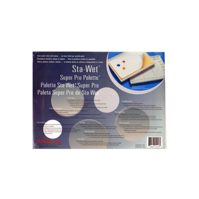 Masterson Sta-Wet Super Pro Palette, Watercolor, Acrylic, and Oils, Reusable, 15 1/2in x 11 1/2in x 1 3/4in, White (Min Order Qty 2) MPN:11216