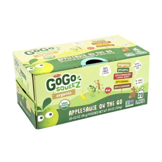 Materne GoGo Squeez Organic Applesauce On-The-Go Variety Pack, 3.2 Oz, Pack Of 20 Pouches (Min Order Qty 2) MPN:212