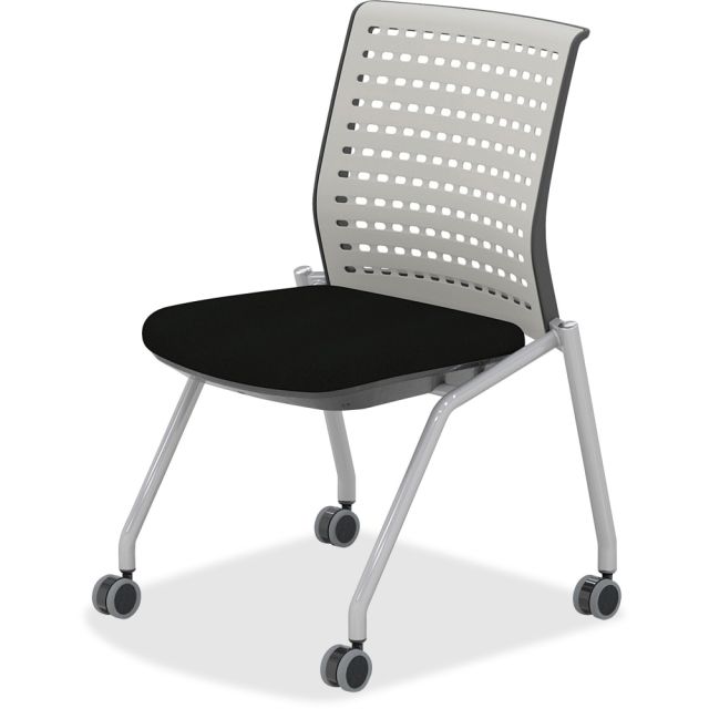 Mayline Thesis Static Back Armless Stackable Chairs, Black/Light Gray, Set Of 2 MPN:KTS2SGBLK