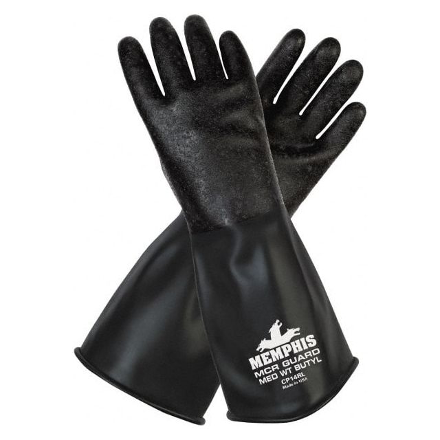 Chemical Resistant Gloves: Medium, 14 mil Thick, Butyl, Unsupported MPN:CP14RM