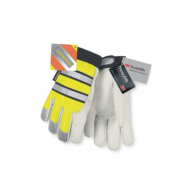 D1707 Leather Gloves M Hi Vis Yellow PR MPN:968M