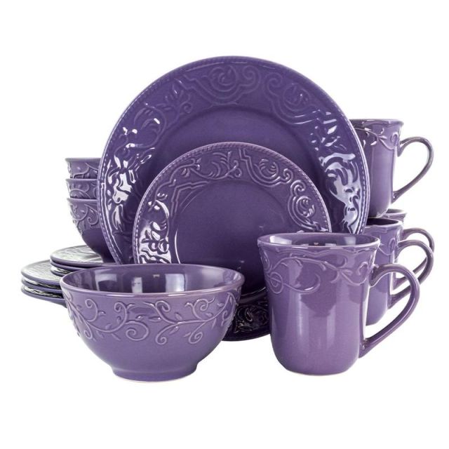 Elama 16-Piece Stoneware Dinnerware Set, Lilac Fields MPN:995102837M