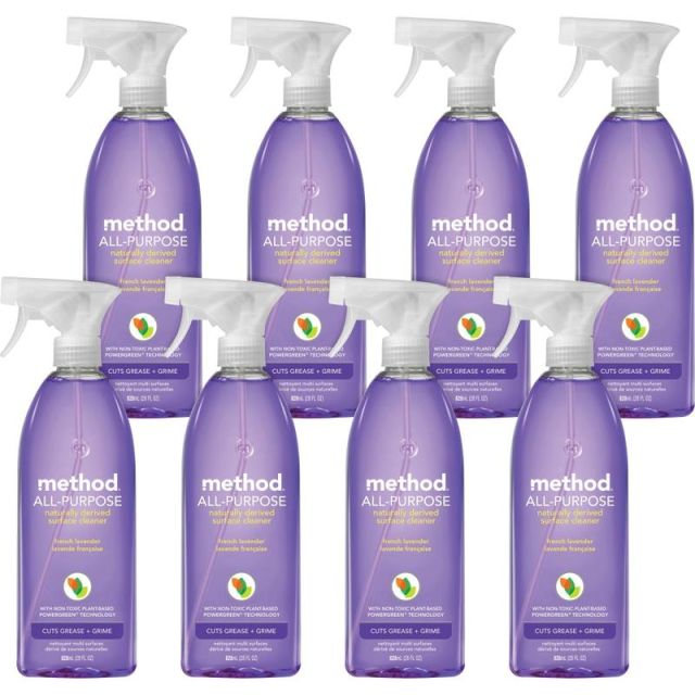 Method All-Purpose Cleaner - 28 fl oz (0.9 quart) - Fresh, French Lavender Scent - 8 / Carton - Non-toxic - Lavender (Min Order Qty 2) MPN:00005CT