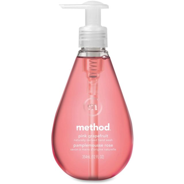Method Pink Grapefruit Gel Hand Wash - Pink Grapefruit Scent - 12 fl oz (354.9 mL) - Pump Bottle Dispenser - Hand - Pink - Non-toxic, Triclosan-free - 6 / Carton (Min Order Qty 3) MPN:MTH00039CT