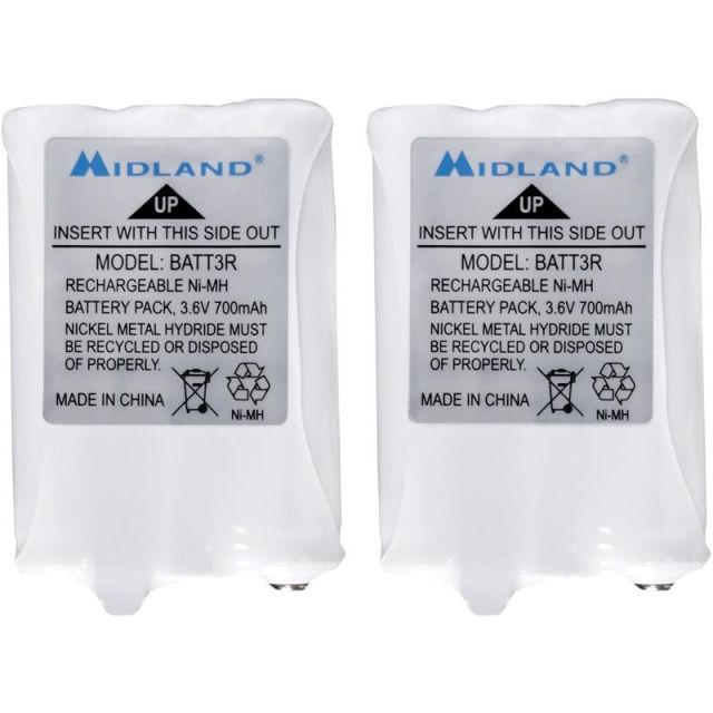 Midland Rechargeable Battery Pack - For Radio - Battery Rechargeable - 700 mAh - 3.6 V DC - 2 / Pair (Min Order Qty 4) MPN:AVP14