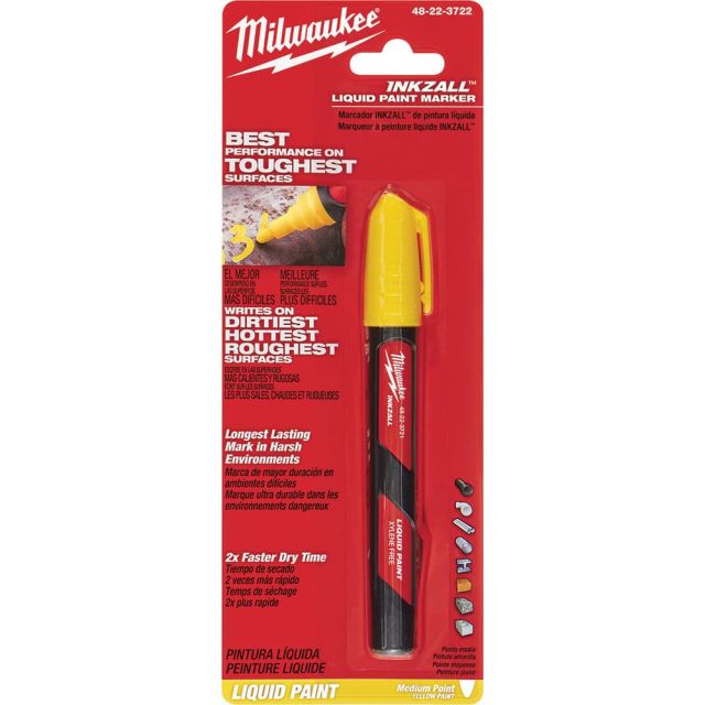 Solid Paint Marker: Yellow, Liquid, Medium Point 48-22-3722 Marking Tools