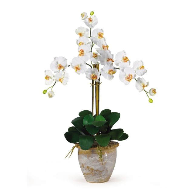Nearly Natural 27in Triple Stem Orchid With Vase, Cream MPN:1017-CR