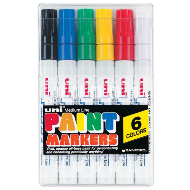Uni-Paint Markers, Medium Point, Assorted Colors, Pack Of 6 (Min Order Qty 4) MPN:63630