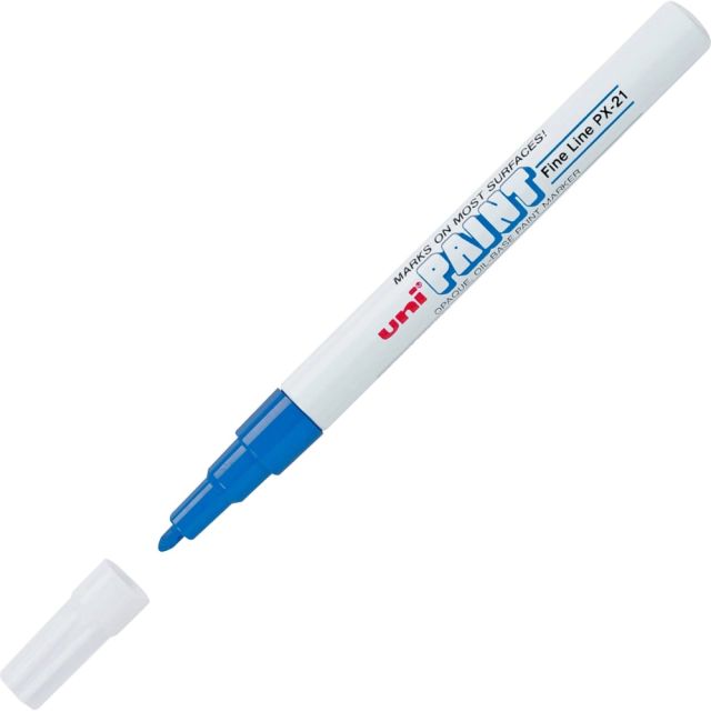 Uni-Ball Oil-Base Fine Line uni Paint Markers - Fine Marker Point - Blue Oil Based Ink - 1 Each (Min Order Qty 13) MPN:63703