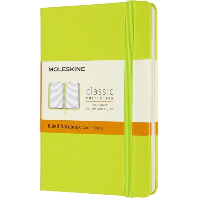 Moleskine Classic Hard Cover Notebook, Pocket, 3.5in x 5.5in, Ruled, 192 Pages, Lemon Green (Min Order Qty 5) MPN:850857