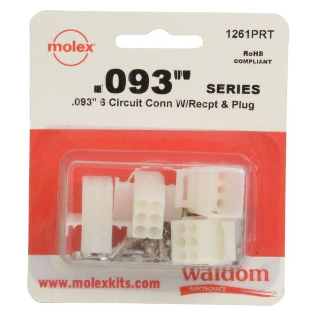 6 Circuit, 6 AWG, 0.093 Inch Pin Diameter, Modular Receptacle Plug Connector Package MPN:1261PRT