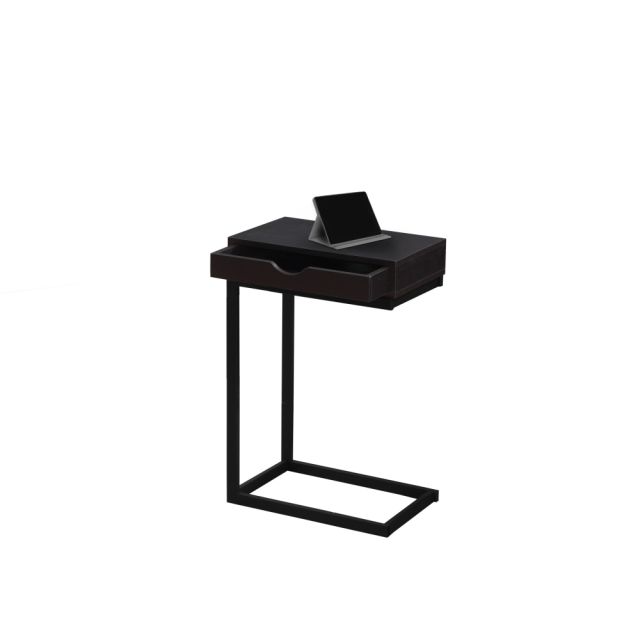 Monarch Specialties Accent Table - Espresso / Black Metal With A Drawer MPN:I 3069