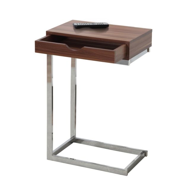 Monarch Specialties Accent Table With Side Drawer, Walnut/Chrome MPN:I 3070