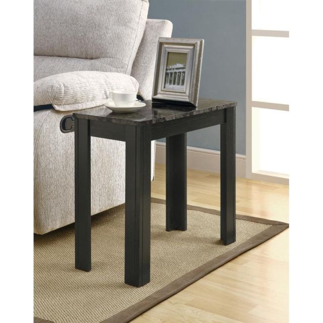 Monarch Specialties Modern Accent Table, Rectangular, Black/Gray Marble MPN:I 3112