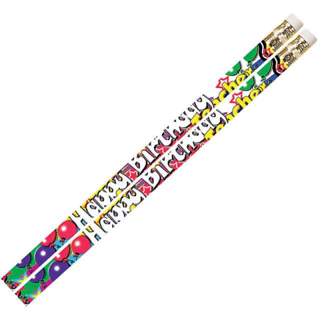Musgrave Pencil Co. Motivational Pencils, 2.11 mm, #2 Lead, Happy Birthday From Your Teacher, Multicolor, Pack Of 144 MPN:MUS2267D-12