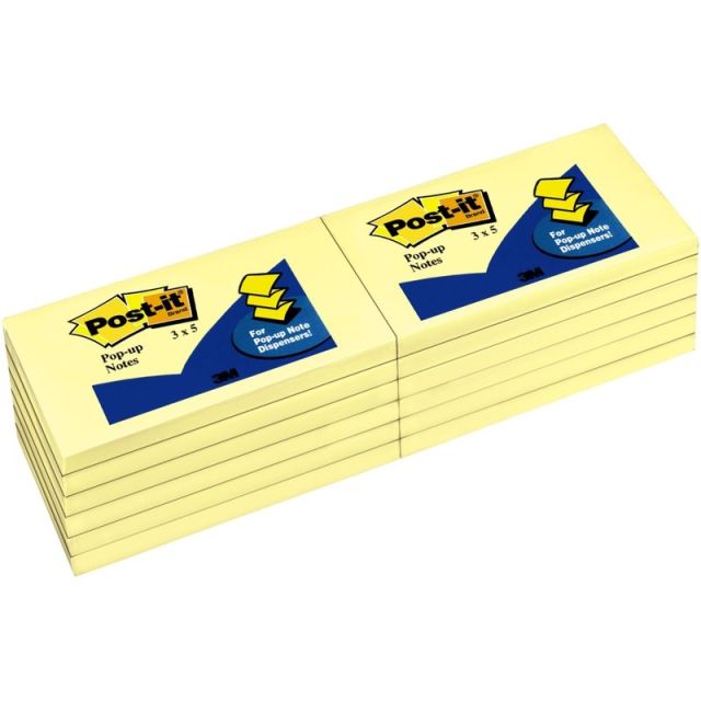 Post-it Pop-up Dispenser Notes, 3in x 5in, Canary Yellow, 100-Sheet Pad (Min Order Qty 11) MPN:R350YW