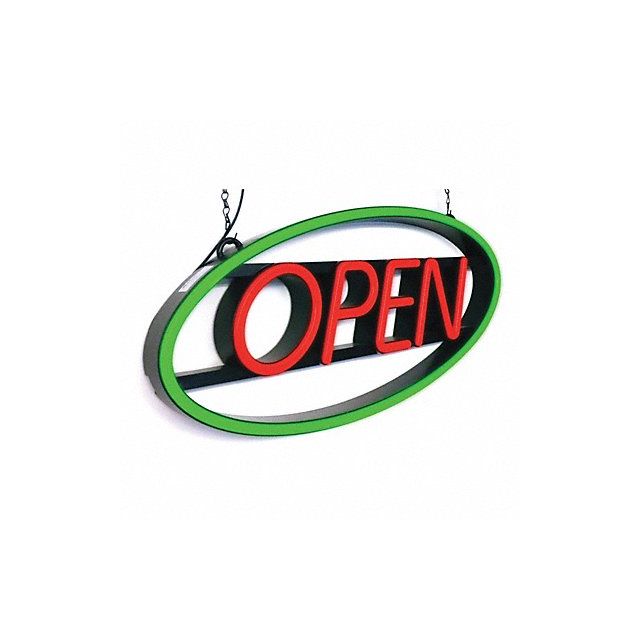 LED Open Sign 27 L Plastic 2 W 425-30-RG OVAL Safety & Warning Signs