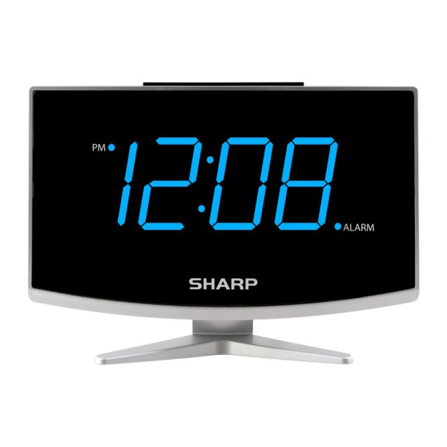 Sharp Digital Alarm Clock With Jumbo Display, 5-5/8inH x 3/8inW x 2-1/4inD, Black (Min Order Qty 3) MPN:SPC1203