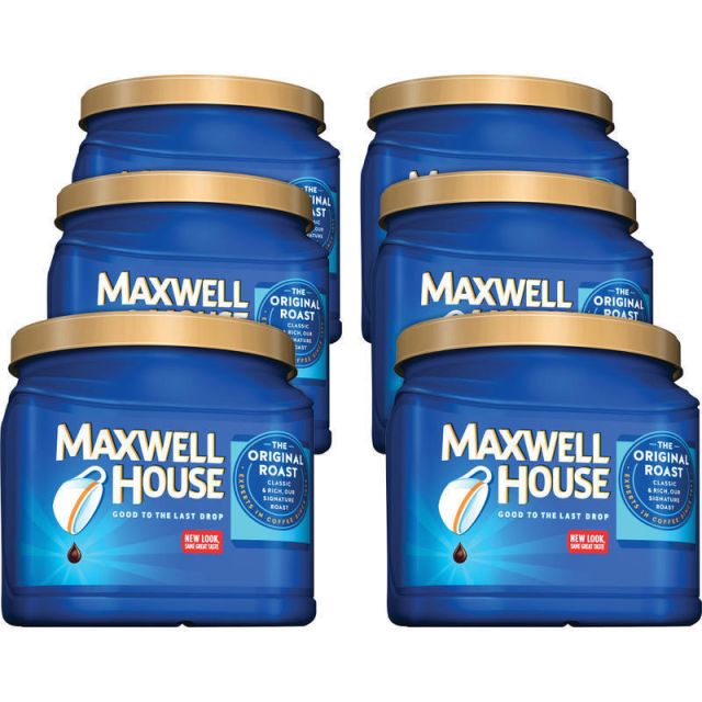 Maxwell House Original Ground Canister Coffee, Medium Roast, 30.6 Oz, Carton Of 6 Canisters MPN:04648CT