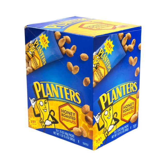 Planters Honey Roasted Peanuts, 1.75 Oz, Box Of 18 Bags (Min Order Qty 2) MPN:7566