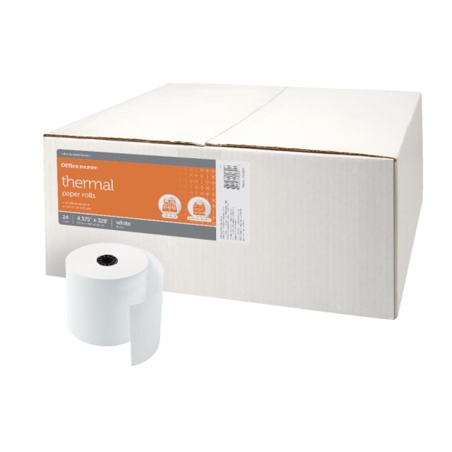 Office Depot Brand Thermal Paper Rolls, 4-3/8in x 328ft, White, Pack Of 24 MPN:8009