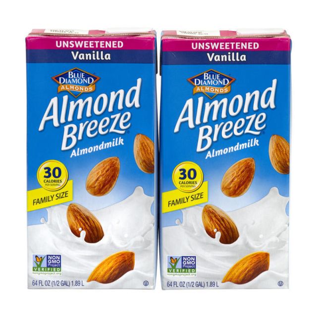 Blue Diamond Almond Breeze Unsweetened Almond Milk, Vanilla, 64 Fl Oz, Pack Of 2 Cartons (Min Order Qty 2) MPN:5791